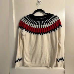 Talbots Icelandic Sweater Pullover Women's M Petite Red &‎ Blue Vintage